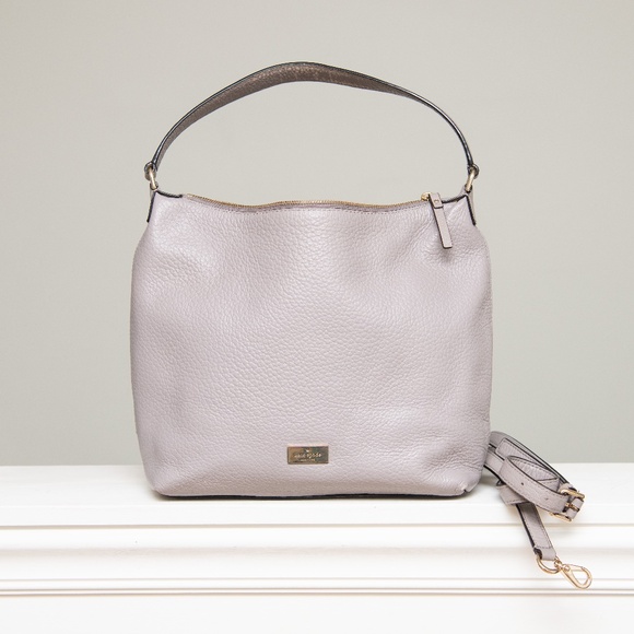 Kate Spade Purse Purple Gray Pebbled Leather Shoulder Bag w Crossbody Strap - Picture 1 of 5